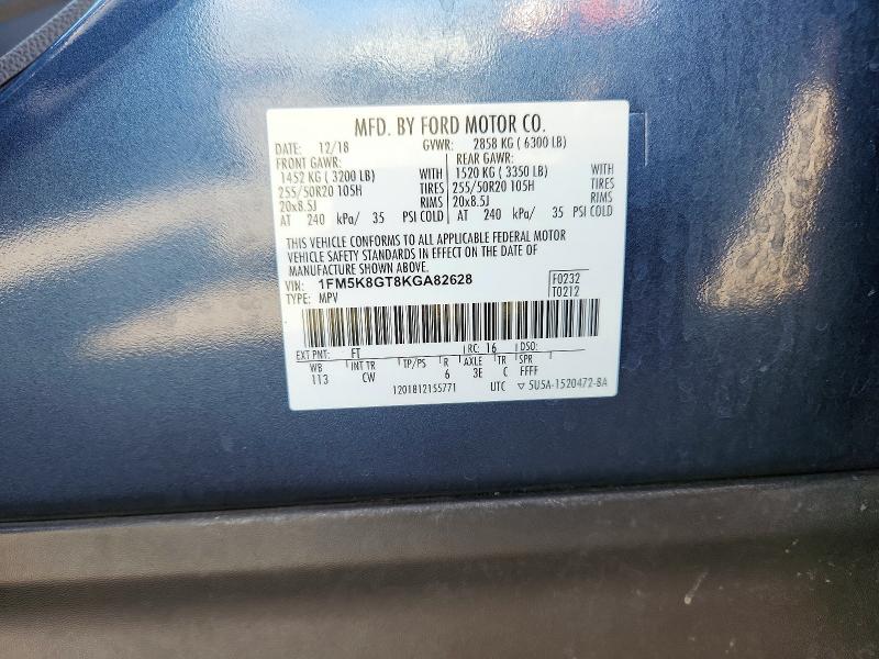 Aukcja sprzedaży 2019 Ford Explorer, vin: 1FM5K8GT8KGA82628, numer aukcji: 66216356