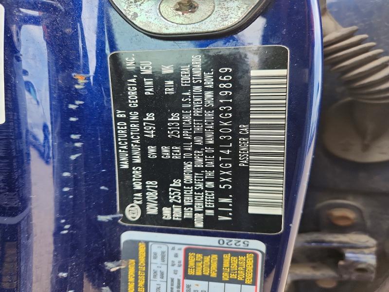 65559566 :رقم المزاد ، 5XXGT4L30KG319869 vin ، 2019 Kia Optima مزاد بيع