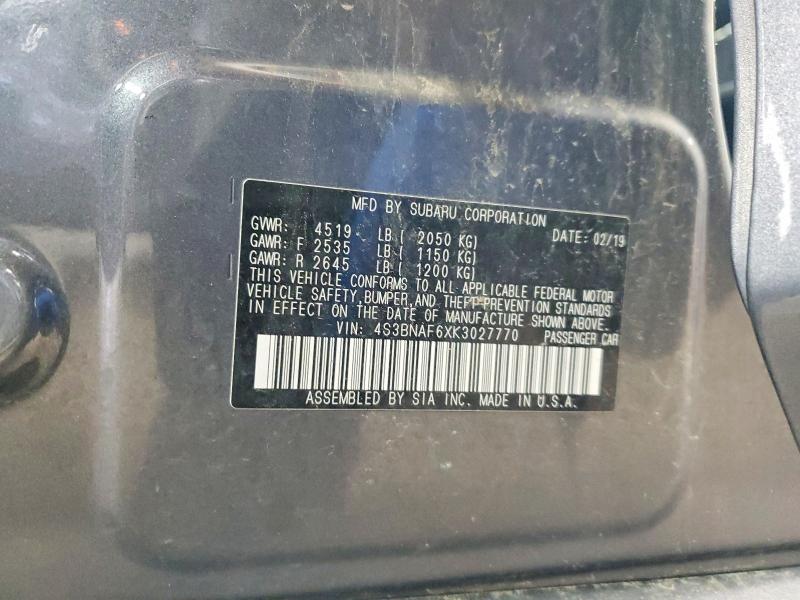 61899656 :رقم المزاد ، 4S3BNAF6XK3027770 vin ، 2019 Subaru Legacy مزاد بيع