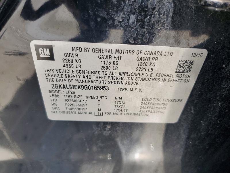 Aukcja sprzedaży 2016 Gmc Terrain, vin: 2GKALMEK9G6165953, numer aukcji: 63919506