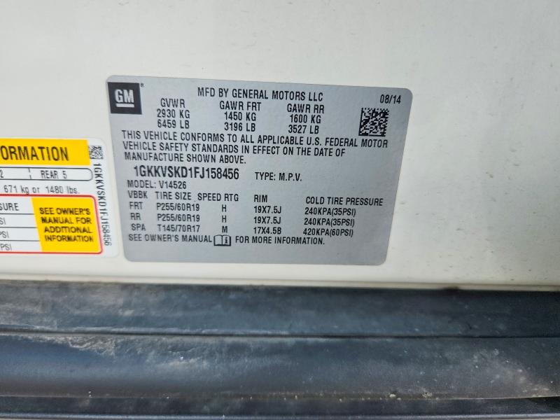 2015 Gmc Acadia მანქანა იყიდება აუქციონზე, vin: 1GKKVSKD1FJ158456, აუქციონის ნომერი: 66994386