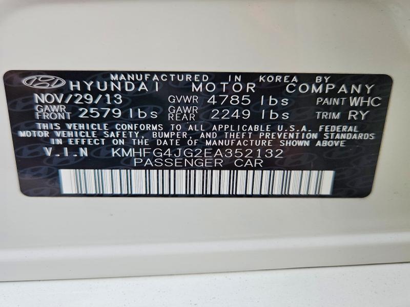 Aukcja sprzedaży 2014 Hyundai Azera, vin: KMHFG4JG2EA352132, numer aukcji: 63698196