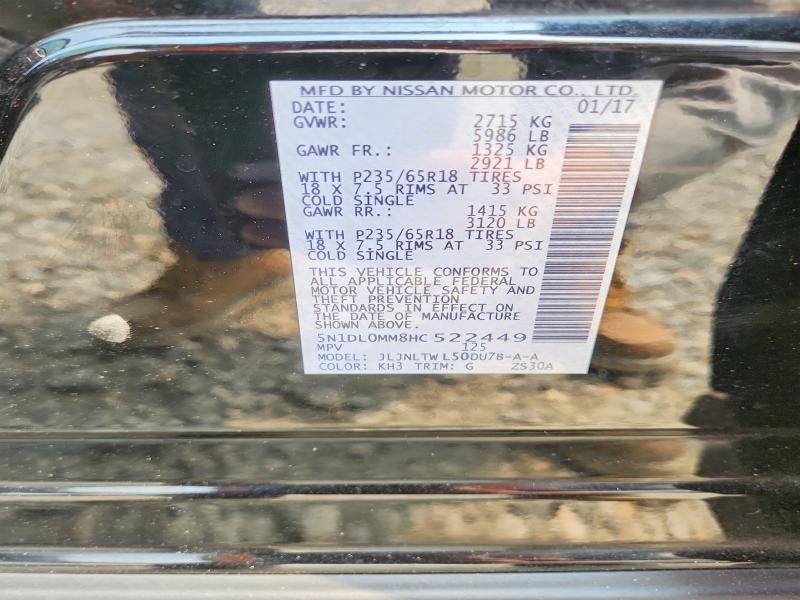 2017 Infiniti Qx60 მანქანა იყიდება აუქციონზე, vin: 5N1DL0MM8HC522449, აუქციონის ნომერი: 63897916