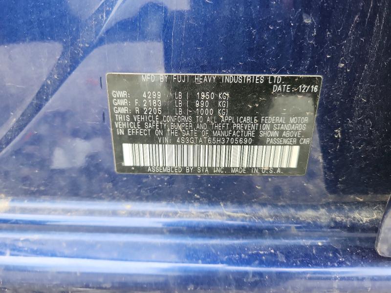Aukcja sprzedaży 2017 Subaru Impreza, vin: 4S3GTAT65H3705690, numer aukcji: 64505536