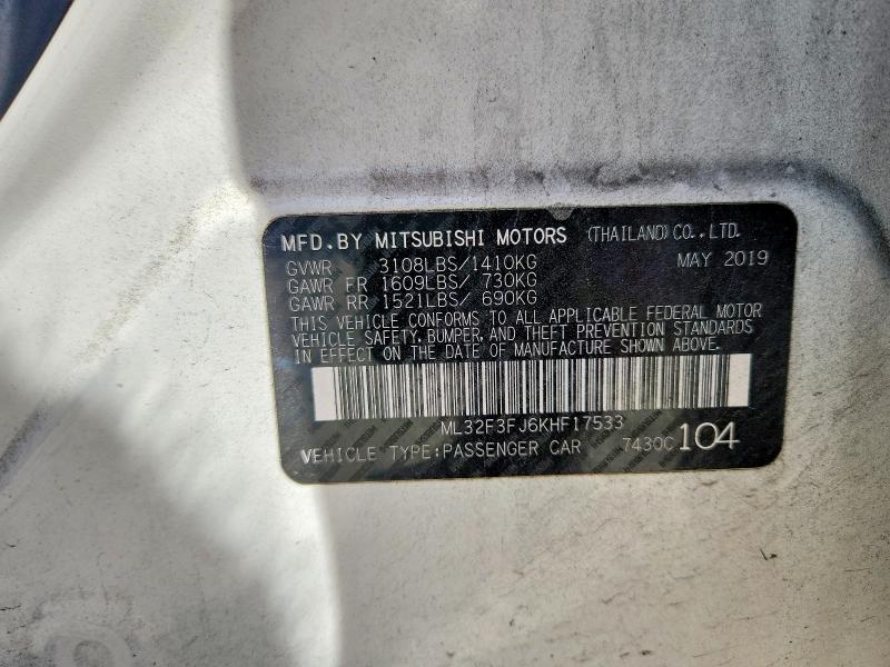 Продажа на аукционе авто 2019 Mitsubishi Mirage, vin: ML32F3FJ6KHF17533, номер лота: 66930616