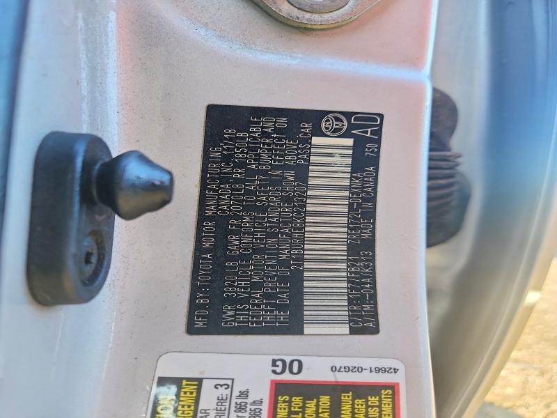 65833606 :رقم المزاد ، 2T1BURHE8KC213207 vin ، 2019 Toyota Corolla مزاد بيع