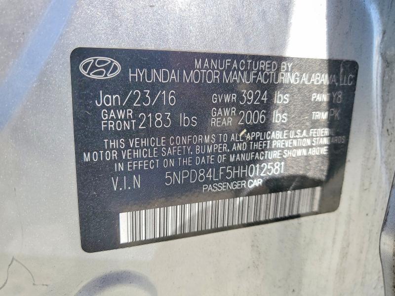2017 Hyundai Elantra მანქანა იყიდება აუქციონზე, vin: 5NPD84LF5HH012581, აუქციონის ნომერი: 65228056