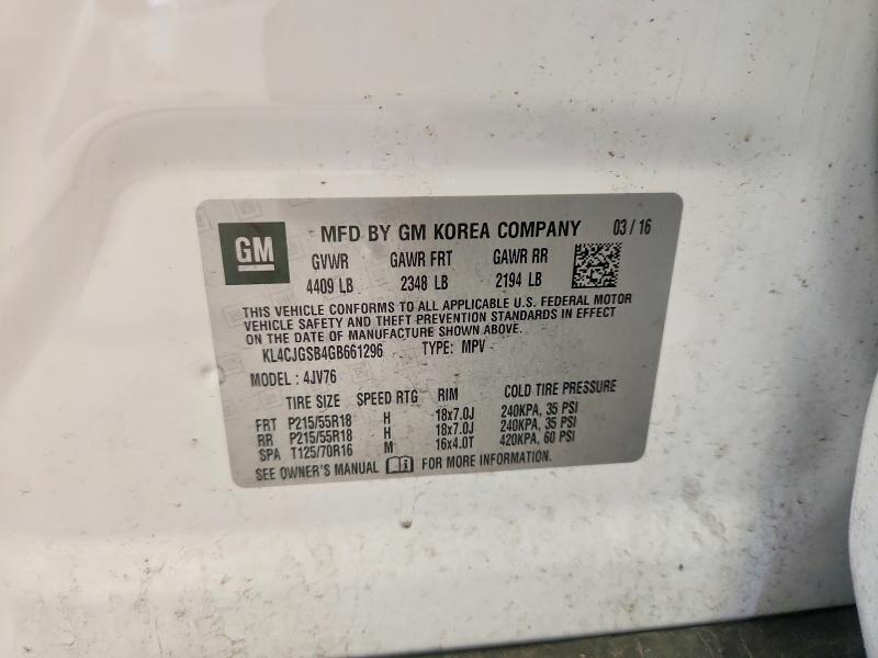 65365606 :رقم المزاد ، KL4CJGSB4GB661296 vin ، 2016 Buick Encore مزاد بيع