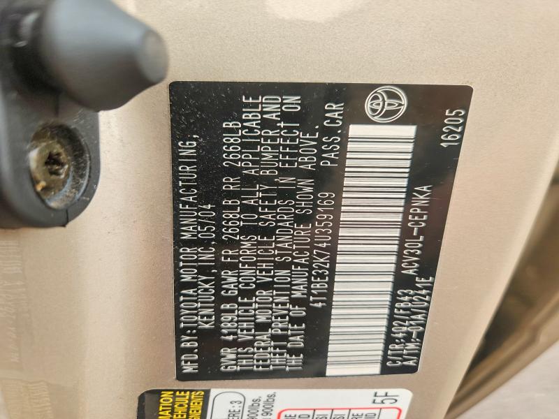 Продажа на аукционе авто 2004 Toyota Camry, vin: 4T1BE32K74U359169, номер лота: 63624056