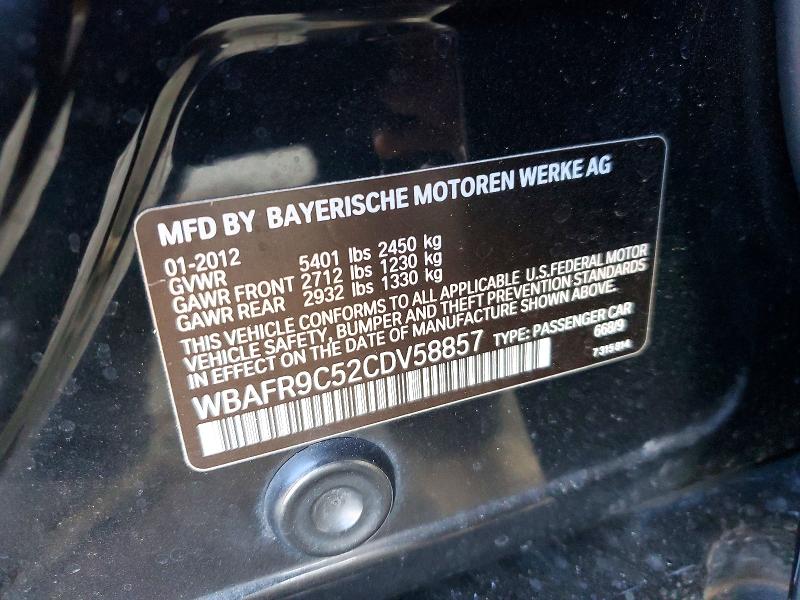 61449496 :رقم المزاد ، WBAFR9C52CDV58857 vin ، 2012 Bmw 550 مزاد بيع