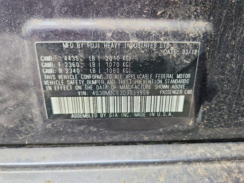 66098056 :رقم المزاد ، 4S3BMBC63D3039856 vin ، 2013 Subaru Legacy مزاد بيع