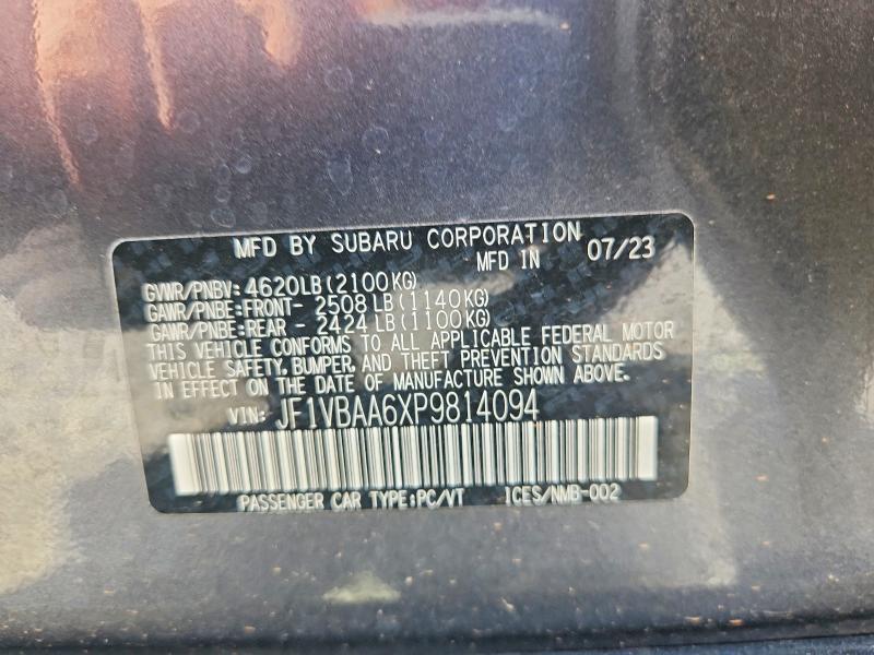 66468556 :رقم المزاد ، JF1VBAA6XP9814094 vin ، 2023 Subaru Wrx مزاد بيع