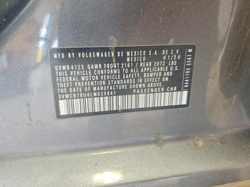 64964356 :رقم المزاد ، 3VWCB7BU6LM025841 vin ، 2020 Volkswagen Jetta مزاد بيع