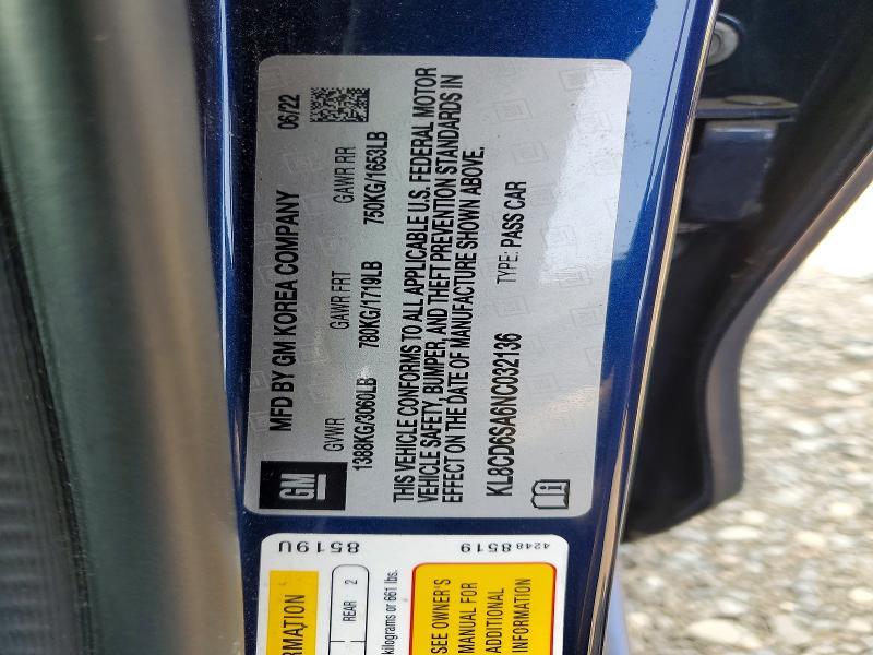 2022 Chevrolet Spark მანქანა იყიდება აუქციონზე, vin: KL8CD6SA6NC032136, აუქციონის ნომერი: 64907206