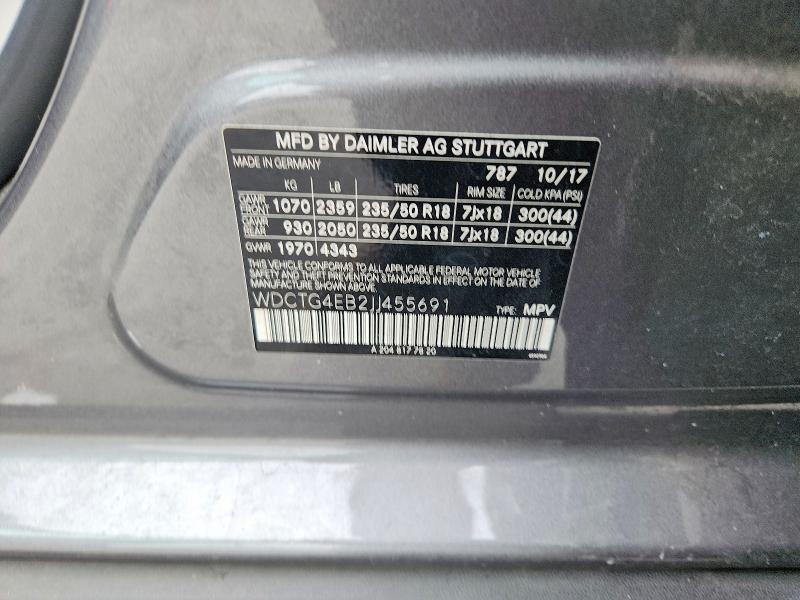 Aukcja sprzedaży 2018 Mercedes-benz Gla, vin: WDCTG4EB2JJ455691, numer aukcji: 65534986