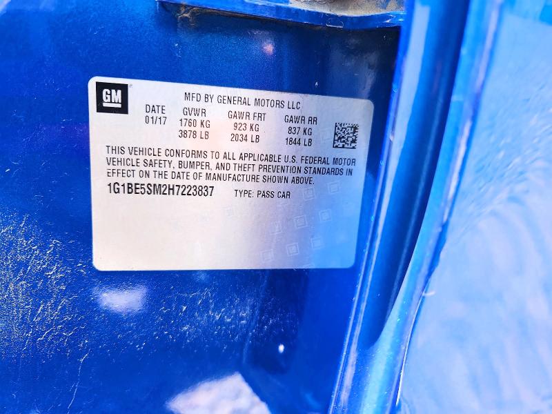 65457636 :رقم المزاد ، 1G1BE5SM2H7223837 vin ، 2017 Chevrolet Cruze مزاد بيع
