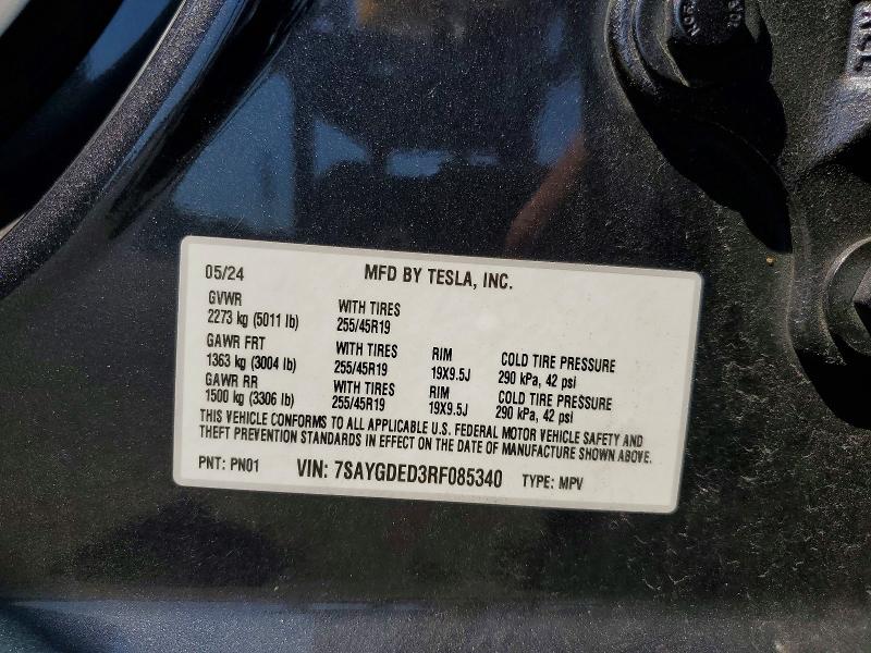 64367586 :رقم المزاد ، 7SAYGDED3RF085340 vin ، 2024 Tesla Model Y مزاد بيع
