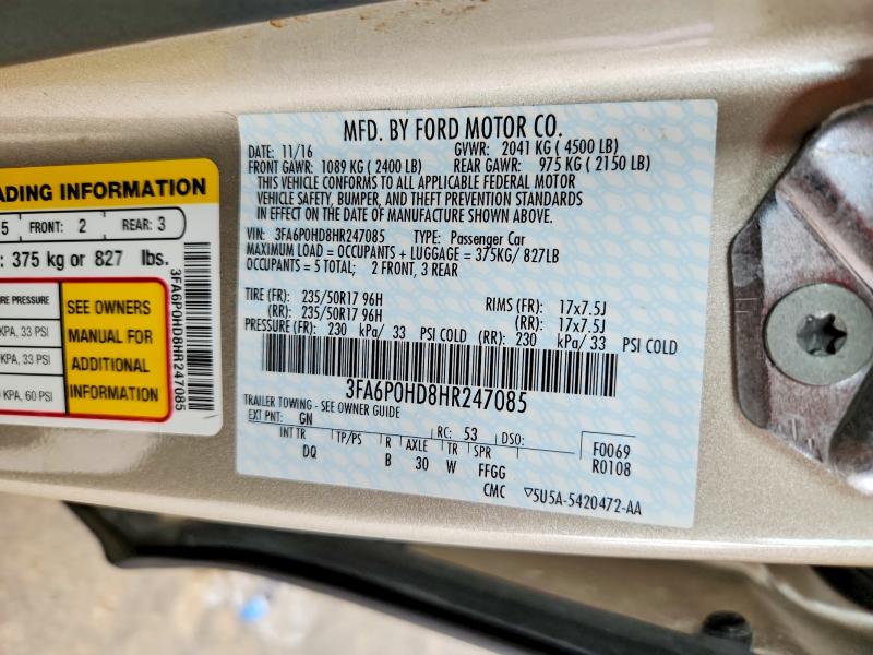 Aukcja sprzedaży 2017 Ford Fusion, vin: 3FA6P0HD8HR247085, numer aukcji: 64471676