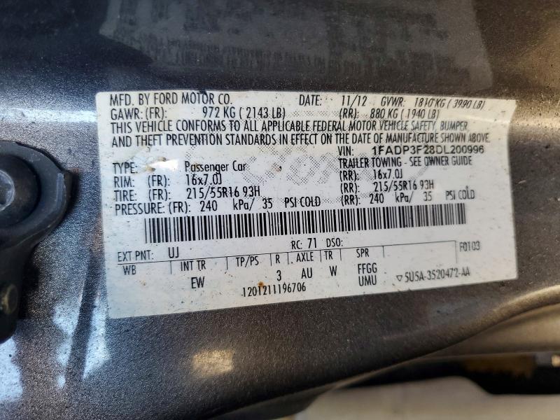 Продажа на аукционе авто 2013 Ford Focus, vin: 1FADP3F28DL200996, номер лота: 65326006