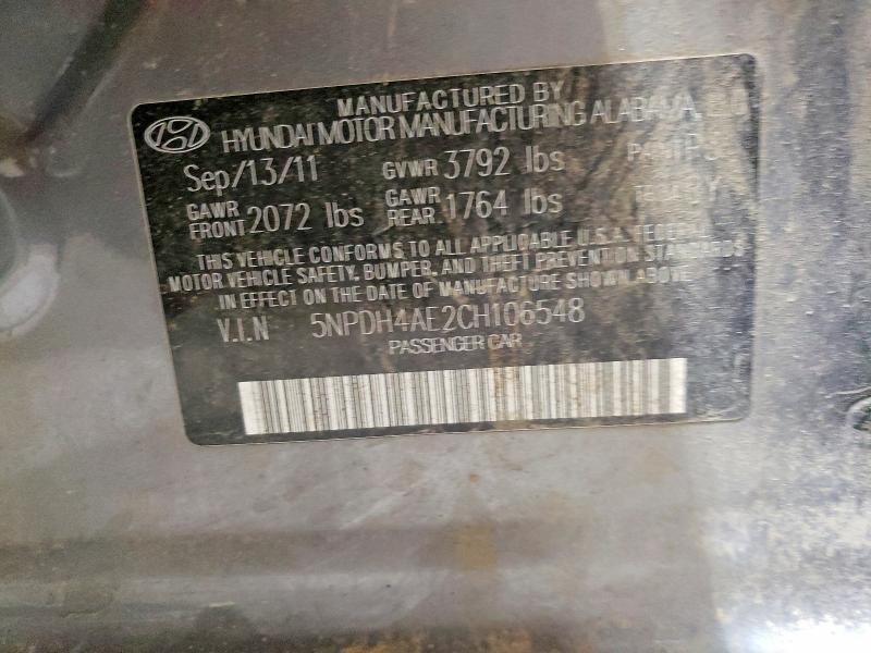 Aukcja sprzedaży 2012 Hyundai Elantra, vin: 5NPDH4AE2CH106548, numer aukcji: 65419476