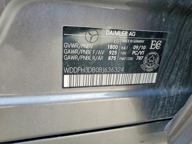2011 Mercedes-benz B200 მანქანა იყიდება აუქციონზე, vin: WDDFH3DB0BJ636324, აუქციონის ნომერი: 66534236