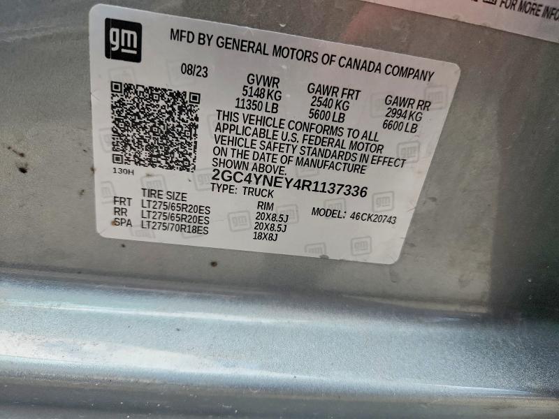 2024 Chevrolet Silverado მანქანა იყიდება აუქციონზე, vin: 2GC4YNEY4R1137336, აუქციონის ნომერი: 64968056