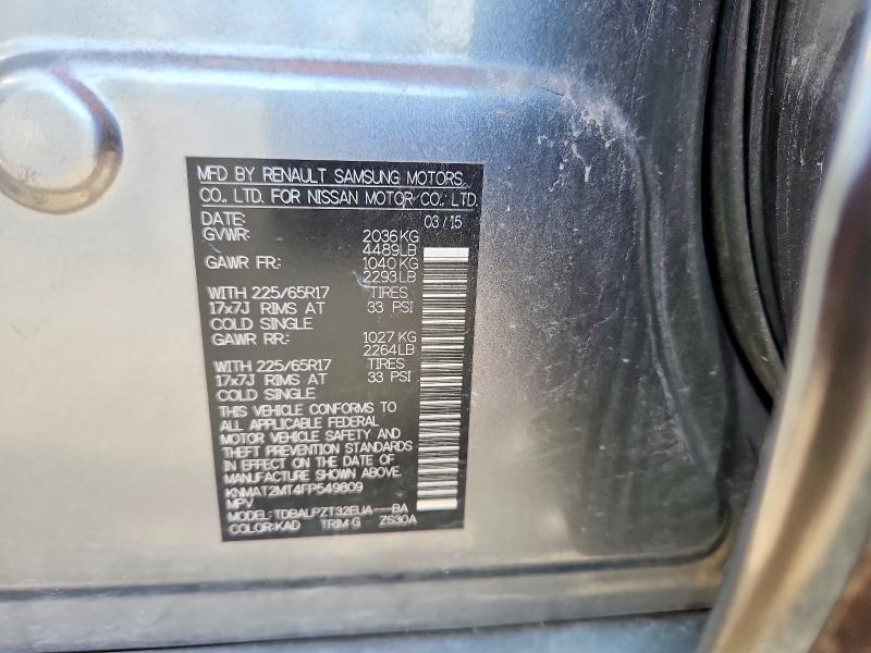 66289246 :رقم المزاد ، KNMAT2MT4FP549809 vin ، 2015 Nissan Rogue مزاد بيع