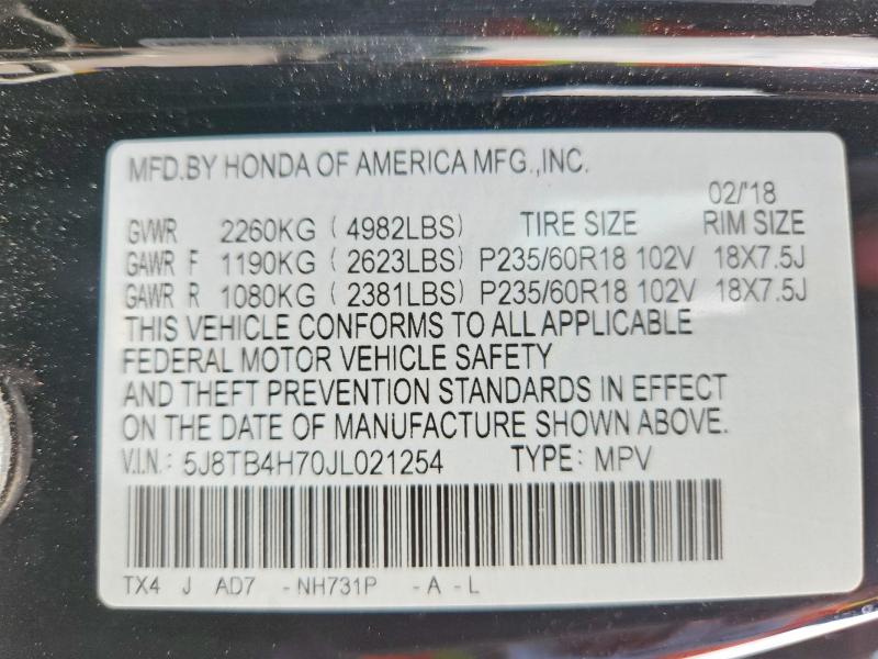 Aukcja sprzedaży 2018 Acura Rdx, vin: 5J8TB4H70JL021254, numer aukcji: 64768886