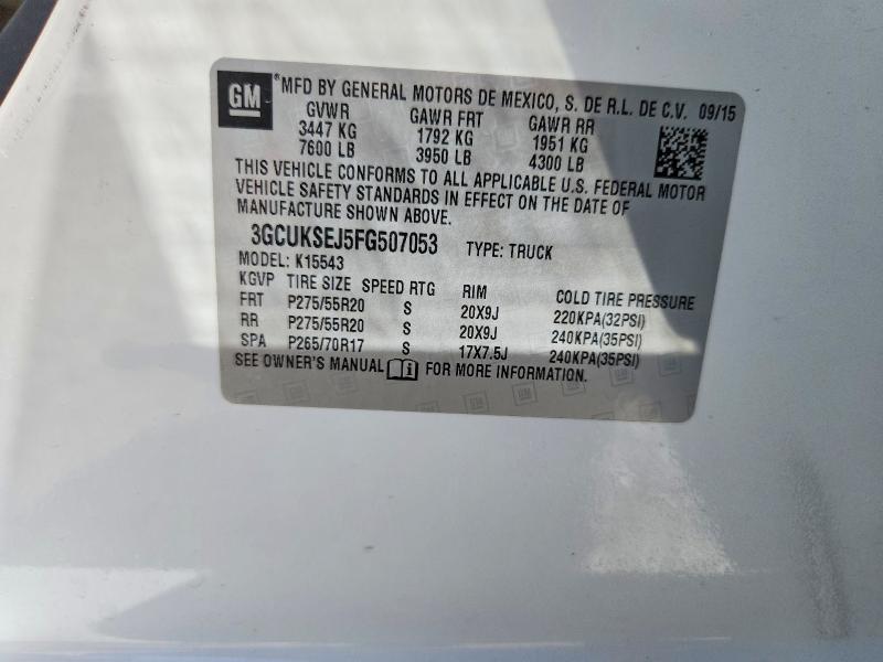 Aukcja sprzedaży 2015 Chevrolet Silverado, vin: 3GCUKSEJ5FG507053, numer aukcji: 66104346