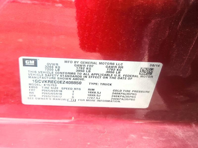 Auction sale of the 2014 Chevrolet Silverado, vin: 1GCVKREC0EZ408850, lot number: 64765486