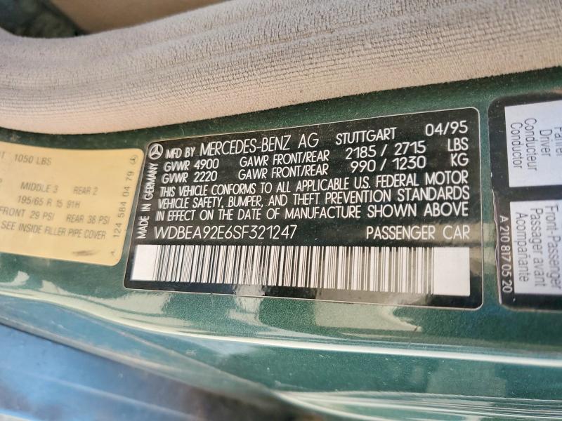 Продаж на аукціоні авто 1995 Mercedes-benz E, vin: WDBEA92E6SF321247, номер лоту: 64834866