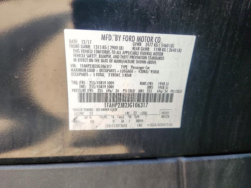 2018 Ford Taurus მანქანა იყიდება აუქციონზე, vin: 1FAHP2J82JG106317, აუქციონის ნომერი: 64585156