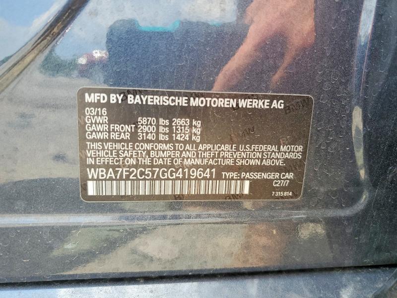 2016 Bmw 750 მანქანა იყიდება აუქციონზე, vin: WBA7F2C57GG419641, აუქციონის ნომერი: 63168126