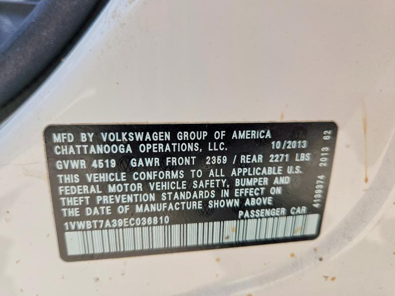 Aukcja sprzedaży 2014 Volkswagen Passat, vin: 1VWBT7A39EC036810, numer aukcji: 64965586