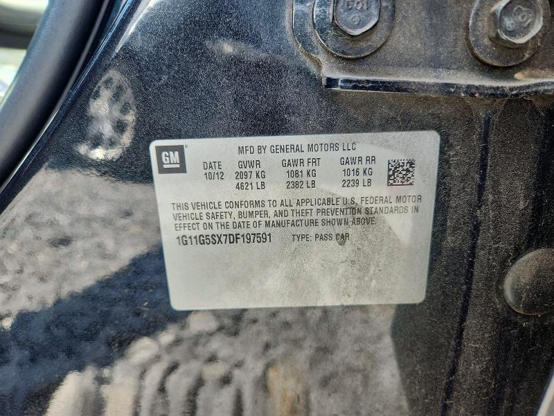 2013 Chevrolet Malibu მანქანა იყიდება აუქციონზე, vin: 1G11G5SX7DF197591, აუქციონის ნომერი: 64557836