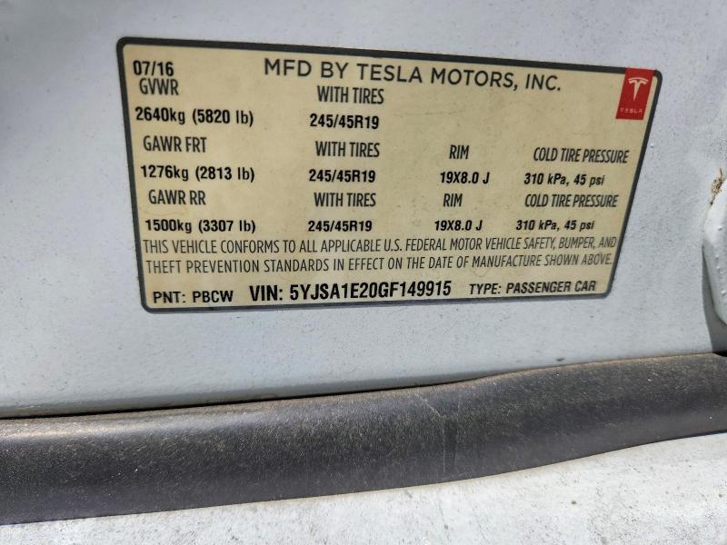 Aukcja sprzedaży 2016 Tesla Model S, vin: 5YJSA1E20GF149915, numer aukcji: 65385286