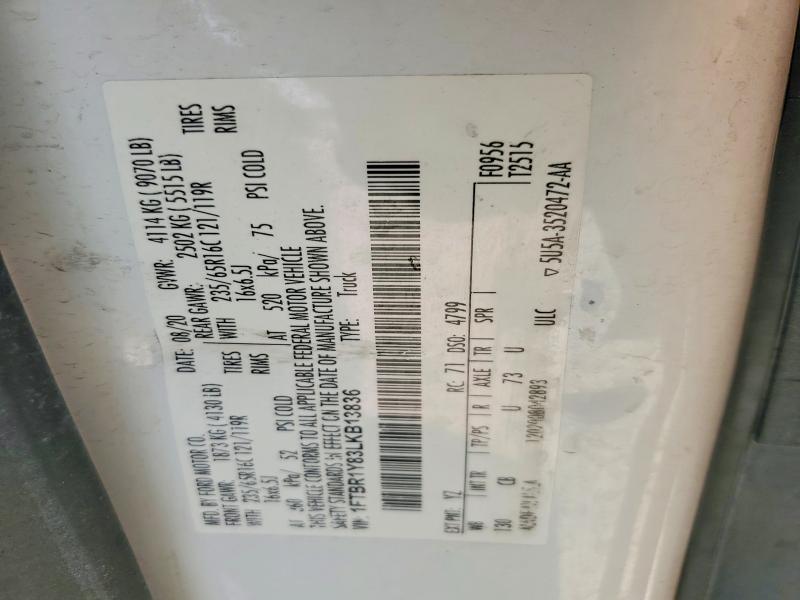 Aukcja sprzedaży 2020 Ford Transit, vin: 1FTBR1Y83LKB13836, numer aukcji: 62415496