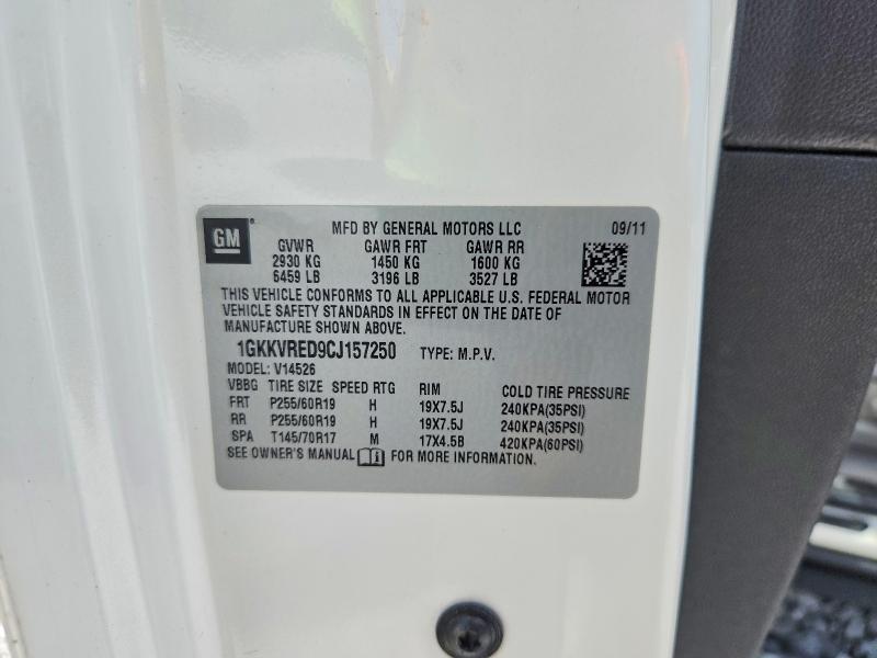 2012 Gmc Acadia მანქანა იყიდება აუქციონზე, vin: 1GKKVRED9CJ157250, აუქციონის ნომერი: 65355586