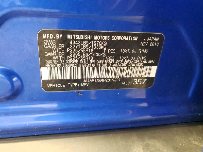 64422326 :رقم المزاد ، JA4AR3AW4HZ019201 vin ، 2017 Mitsubishi Outlander Sport مزاد بيع