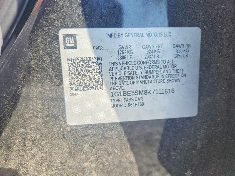 Продаж на аукціоні авто 2019 Chevrolet Cruze, vin: 1G1BE5SM8K7111616, номер лоту: 65535796