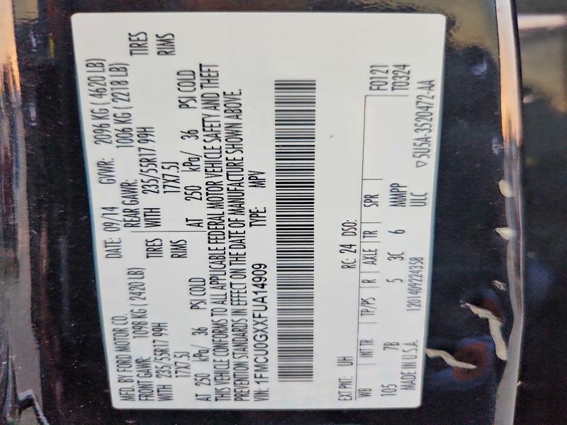 Продажа на аукционе авто 2015 Ford Escape, vin: 1FMCU0GXXFUA14909, номер лота: 66028006