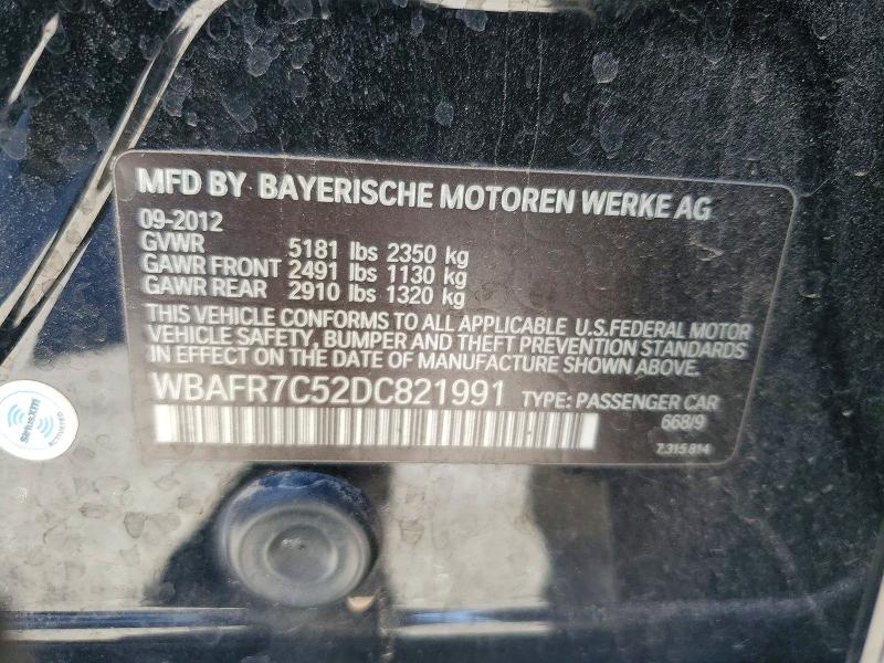 Продаж на аукціоні авто 2013 Bmw 535, vin: WBAFR7C52DC821991, номер лоту: 61631776