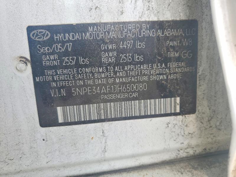 64427616 :رقم المزاد ، 5NPE34AF1JH650080 vin ، 2018 Hyundai Sonata مزاد بيع