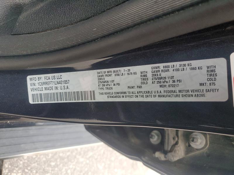 Продажа на аукционе авто 2020 Ram 1500, vin: 1C6RREFT1LN401857, номер лота: 65804226