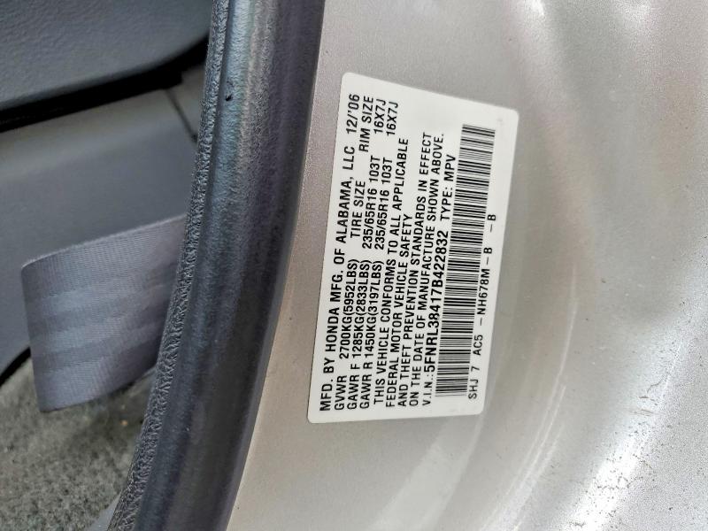 Продаж на аукціоні авто 2007 Honda Odyssey, vin: 5FNRL38417B422832, номер лоту: 66892326