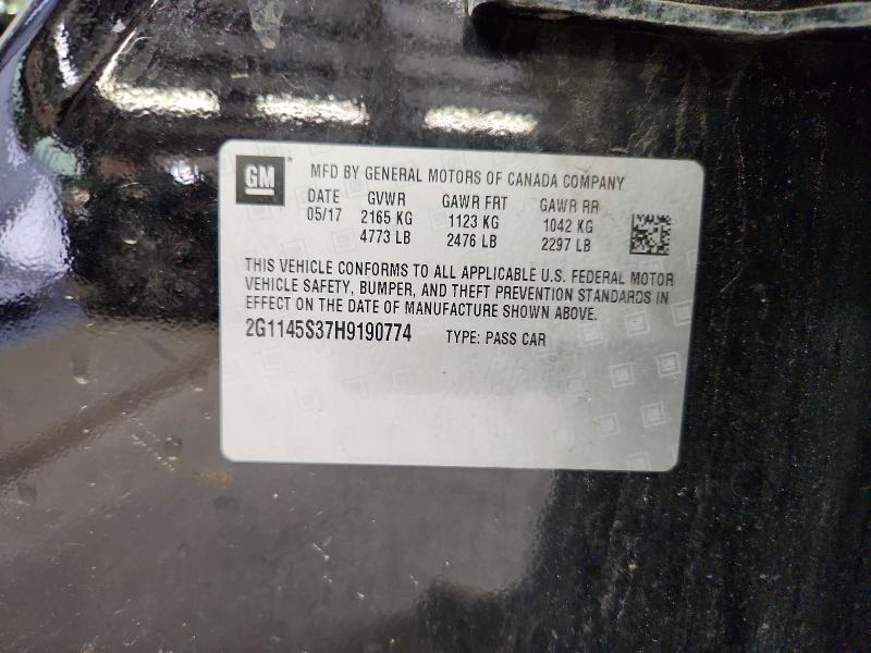 Auction sale of the 2017 Chevrolet Impala, vin: 2G1145S37H9190774, lot number: 67426846