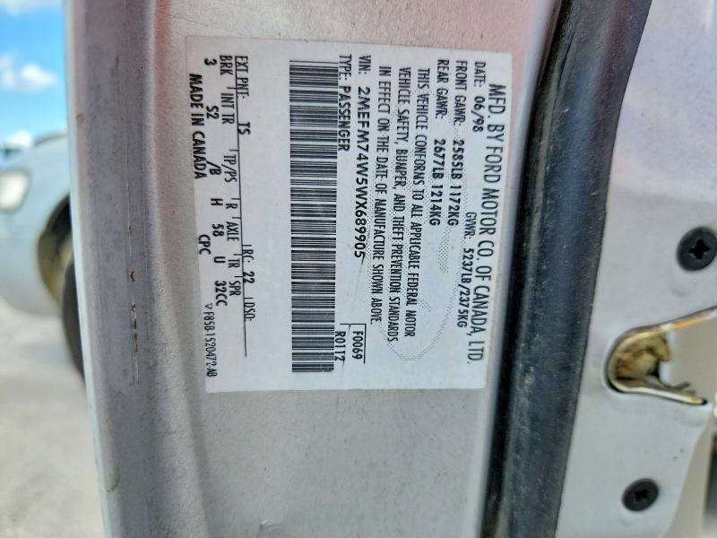Продаж на аукціоні авто 1998 Mercury Grand Marquis, vin: 2MEFM74W5WX689905, номер лоту: 64598156