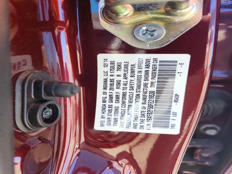 Продаж на аукціоні авто 2015 Honda Civic, vin: 19XFB2F50FE219530, номер лоту: 64593016