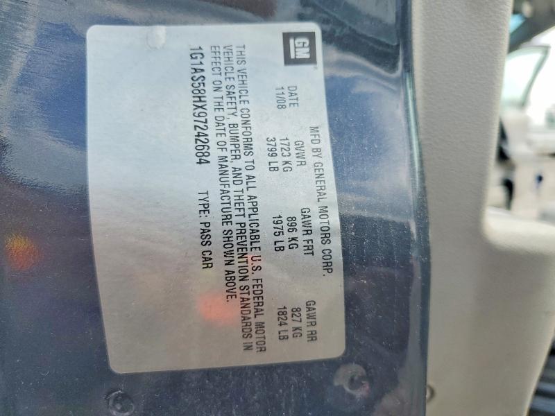 63303416 :رقم المزاد ، 1G1AS58HX97242684 vin ، 2009 Chevrolet Cobalt مزاد بيع