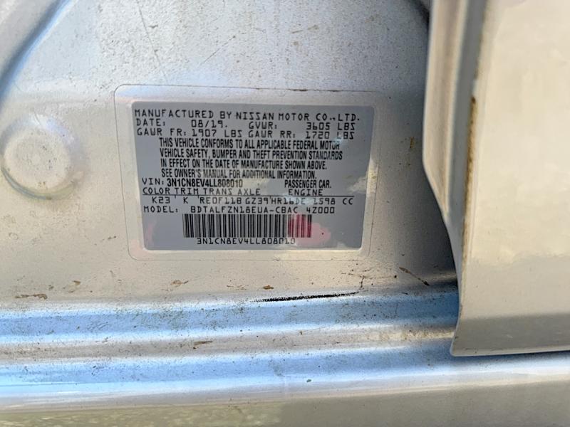 2020 Nissan Versa მანქანა იყიდება აუქციონზე, vin: 3N1CN8EV4LL808010, აუქციონის ნომერი: 64094886